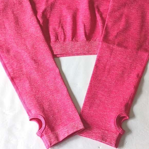 NWT Yoga Work Out Set High-Waisted Leggings Crop Top Pink Size Large - Picture 2 of 16